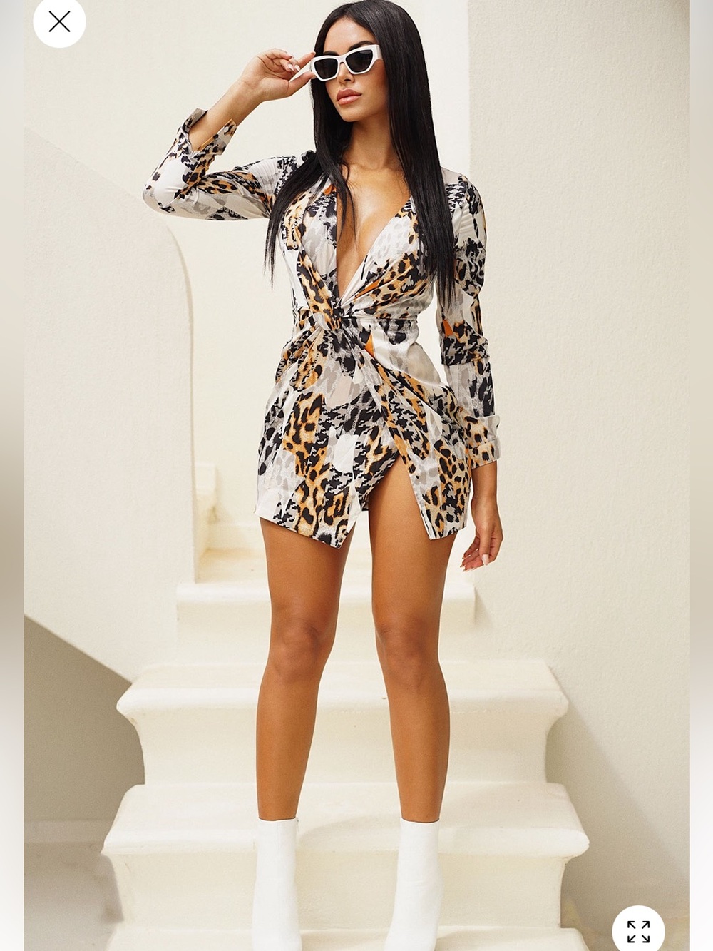 Fashion Nova Wild Sugar Free Satin Mini Dress - White, Tan & Black